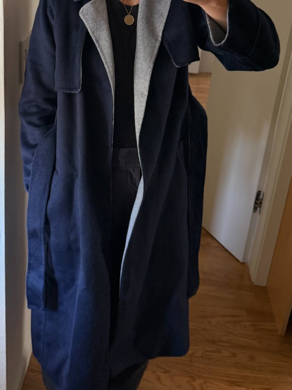 J.Crew Harriet Trench Coat in Navy/Light Grey